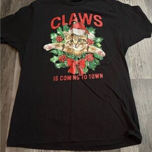 Holiday Time Black Cat Christmas T-Shirt